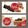 Men shoes horizontal flyers for advertising