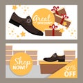 Men shoes horizontal flyers for store