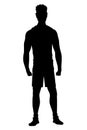 Men silhouette with style clothing. Vector standing people in black color isolated on white background