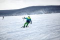 Men ski kiting on a frozen lake Royalty Free Stock Photo