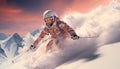 Men skiing on a snowy mountain, enjoying extreme winter sport generated by AI Royalty Free Stock Photo