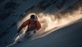 Men snowboarding down a mountain, experiencing the exhilaration of freedom generated by AI