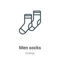 Men socks outline vector icon. Thin line black men socks icon, flat vector simple element illustration from editable clothes