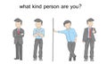 Men stand with the inscription: what kind person are you? vector illustration.