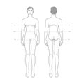 Men standard body parts terminology measurements Illustration for clothes and accessories production fashion male size