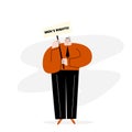 A men staying with banner. Protest movement. Mens rights. Vector flat illustration. Royalty Free Stock Photo