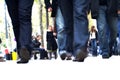 Men steps with their blue jeans Royalty Free Stock Photo