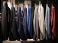 Men suits in a fashion store Royalty Free Stock Photo