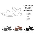 Men summer brown leather sandals on a bare foot.Different shoes single icon in cartoon style vector symbol stock Royalty Free Stock Photo