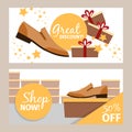 Men summer shoes horizontal banners