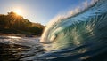 Men surf in the blue water, enjoying the summer adventure generated by AI Royalty Free Stock Photo