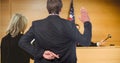 Men swearing in the judge with fingers crossed Royalty Free Stock Photo