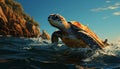 Men swimming underwater with sea turtles in the tropical sea generated by AI Royalty Free Stock Photo