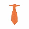 Men tie icon. Stylish and motif cravats. Orange necktie in flat style. Menswear decorative elegant accessory. fashion textile