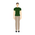 Men to do high ankle measurement body with arrows fashion Illustration for size chart. Flat male character front 8 head