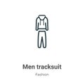 Men tracksuit outline vector icon. Thin line black men tracksuit icon, flat vector simple element illustration from editable Royalty Free Stock Photo