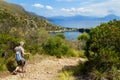 Men trekking to the Porto Infreschi, Marina di Camerota, Salerno, Italy Royalty Free Stock Photo