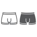 Men underware line and glyph icon, male and underwear, briefs sign, vector graphics, a linear pattern on a white