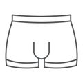 Men underware thin line icon, male and underwear, briefs sign, vector graphics, a linear pattern on a white background. Royalty Free Stock Photo