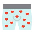 Men underwear with hearts flat icon