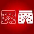 Men underwear with hearts line and glyph icon