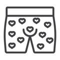 Men underwear with hearts line icon