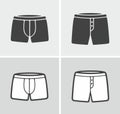 Men underwear line icon on a background. Shorts and boxer briefs. Linear symbol. Outline sign. Royalty Free Stock Photo