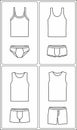 Men underwear. Tank top and boxer pants. Clothes line icon. Linear symbol. Outline sign. . Royalty Free Stock Photo