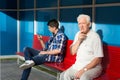 Men waiting for bus Royalty Free Stock Photo