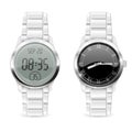Men watches. Analog and digital, with chrome metallic band Royalty Free Stock Photo