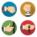 Men Watches 4 Round Flat Icons Royalty Free Stock Photo