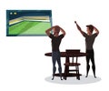 Men watching football match flat illustration