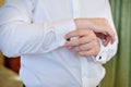 Men wear a shirt and cufflinks Royalty Free Stock Photo