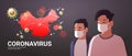Men wearing protective masks to prevent epidemic MERS-CoV virus concept wuhan coronavirus 2019-nCoV pandemic medical