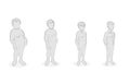 Men weight loss. different stages of completeness. healthy lifestyle. proper nutrition. vector illustration.