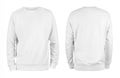 Men white blank sweatshirt template,from two sides, natural shape on invisible mannequin, for your design mockup for print, isolat Royalty Free Stock Photo