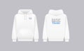 Men white hoody. Realistic jumper mockup. Long sleeve hoody template clothing