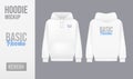 Men white hoody. Realistic jumper mockup. Long sleeve hoody template clothing