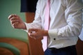 Men in white shirt and cufflinks Royalty Free Stock Photo