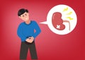 Men who eat very salty foods develop chronic kidney disease. vector illustration