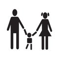 Men woman holding baby figure black silhouette simple icon set v Royalty Free Stock Photo