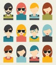 Men, woman portrait avatars profile pictures flat icons.