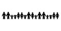 Pictograms of people holding hands, standing in a row