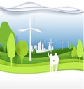 Men, women, couples in green city for life.The eco-friendly c
