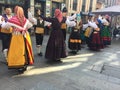 Oviedo Spain. Dancers in traditional Asturian costume