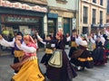 Oviedo Spain. Dancers in traditional Asturian costume