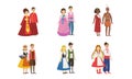 Men and Women Dressed Folk Costumes of Various Countries Set, Denmark, Ukraine, Finland, China, Korea, Ethiopia Vector