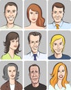 Men and women faces vector collection