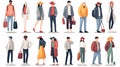 Men and women fashion clothing accessories, hats, footwear. Summer or winter outfits, fashionable casual clothes, shoes, and bags Royalty Free Stock Photo