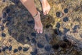 Men and women on foot water